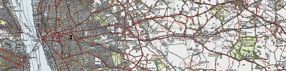 Old map of Broad Green in 1923