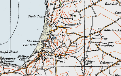 Old map of Broad Haven in 1922