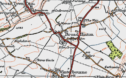 Old map of Broad Hinton in 1919
