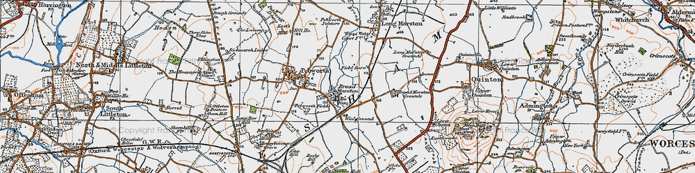 Old map of Broad Marston in 1919