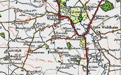 Old map of Broad's Green in 1919