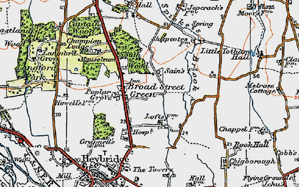 Old map of Broad Street Green in 1921