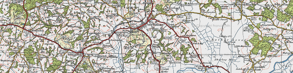 Old map of Broad Tenterden in 1921