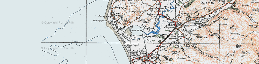 Old map of Aber Dysynni in 1922
