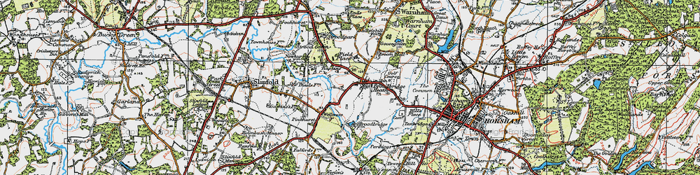 Old map of Broadbridge Heath in 1920