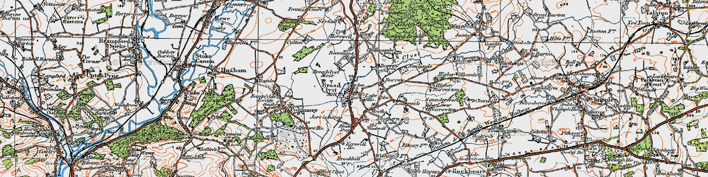 Old map of Broadclyst Moor in 1919