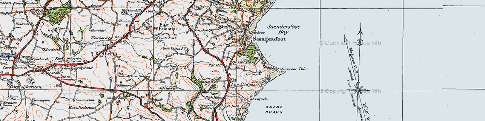 Old map of Monkstone Point in 1922