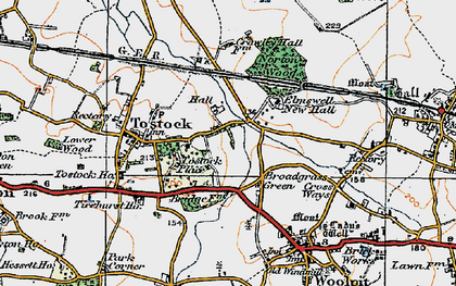 Old map of Broadgrass Green in 1921