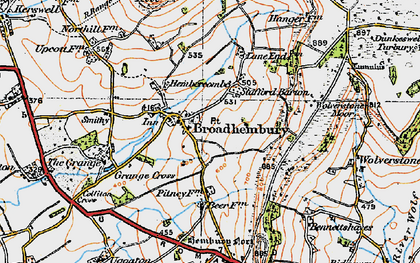 Old map of Broadhembury in 1919