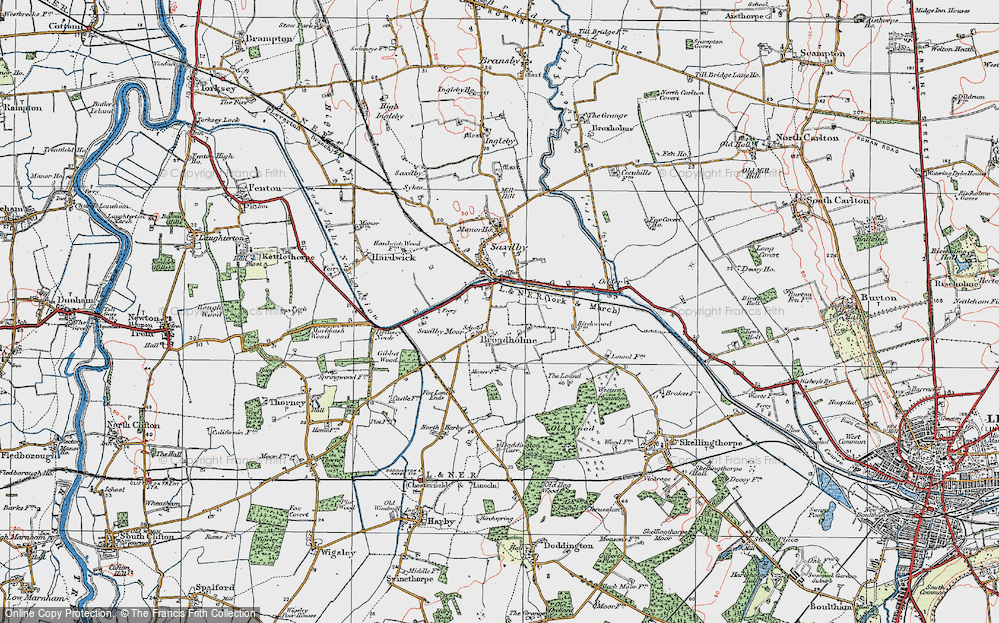 Old Map of Historic Map covering Drinsey Nook in 1923