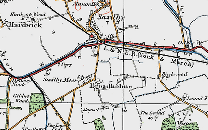 Old map of Broadholme in 1923
