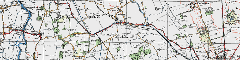 Old map of Broadholme in 1923