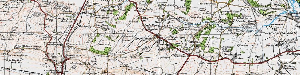 Old map of Whitcombe Barn in 1919