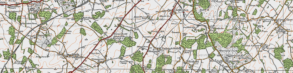 Old map of Broadmere in 1919