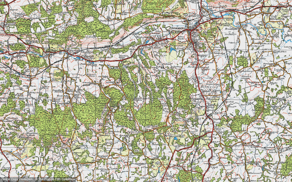 Old Map of Historic Map covering Wotton Common in 1920