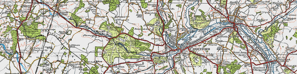 Old map of Broadoak End in 1919