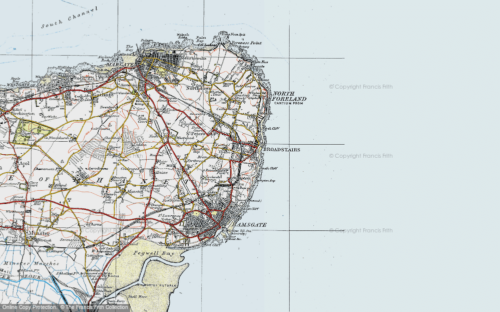 Old Map of Historic Map covering Dumpton Gap in 1920
