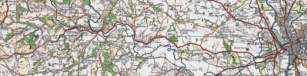 Old map of Broadwas in 1920