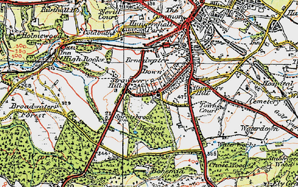 Old map of Broadwater Down in 1920