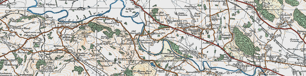 Old map of Brobury in 1920