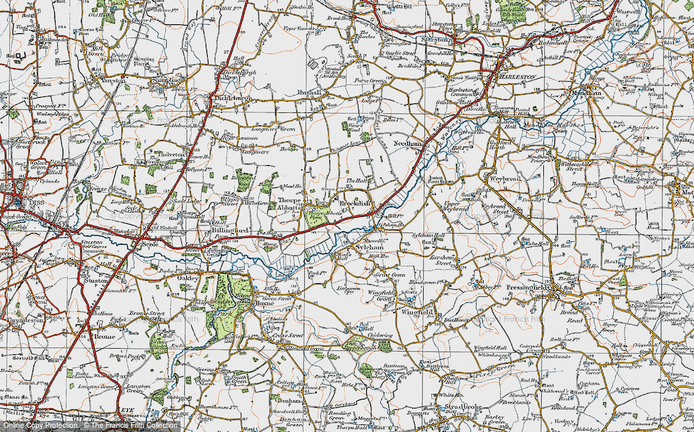 Old Map of Brockdish, 1921 in 1921