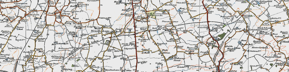 Old map of Brockford Green in 1921