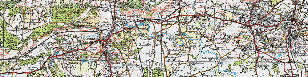 Old map of Brockham in 1920