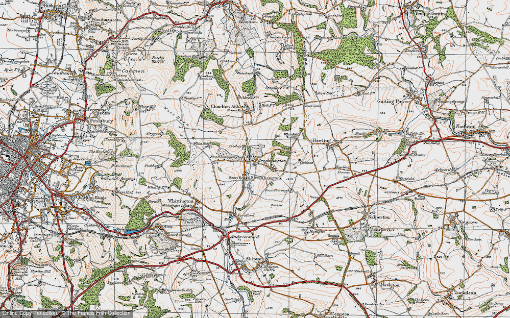 Old Map of Historic Map covering Brockhampton Park in 1919