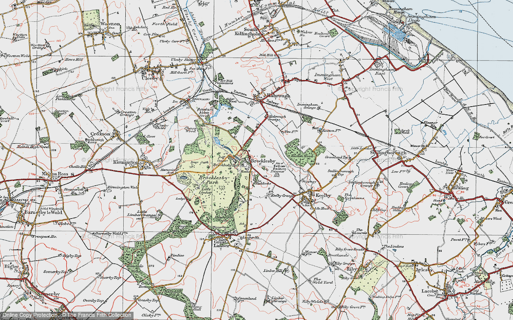 Old Map of Historic Map covering Brocklesby Park in 1923