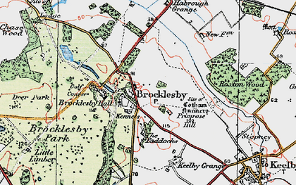 Old map of Brocklesby in 1923