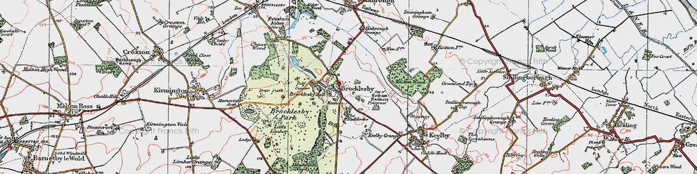 Old map of Brocklesby in 1923