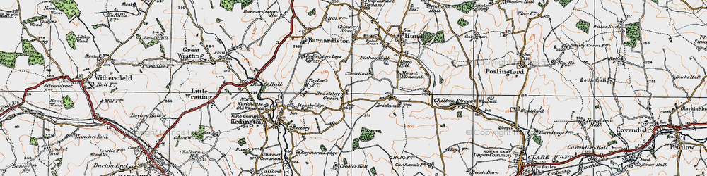 Old map of Brockley Green in 1921