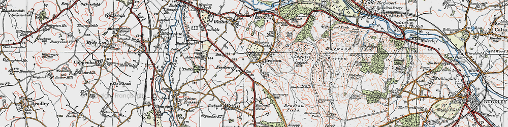 Old map of Brocton Coppice in 1921