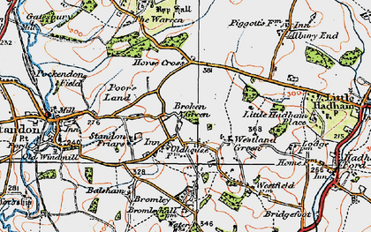 Old map of Broken Green in 1919