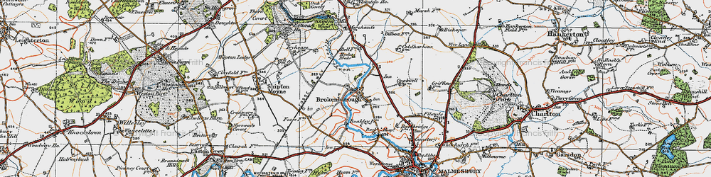 Old map of Brokenborough in 1919