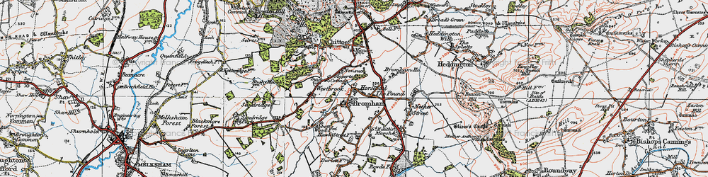 Old map of Bromham in 1919