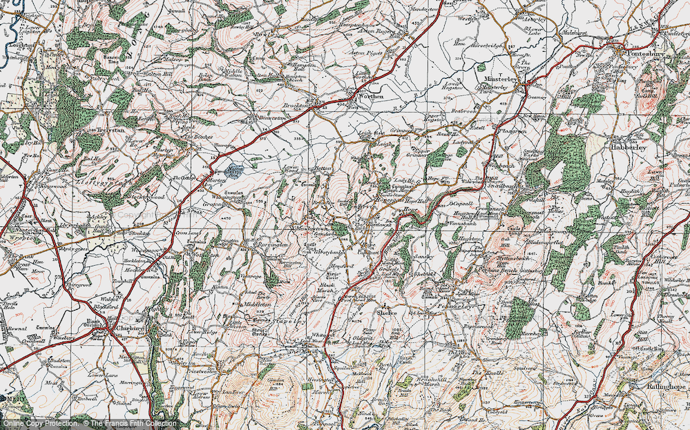 Old Map of Historic Map covering Bromlow Callow in 1921