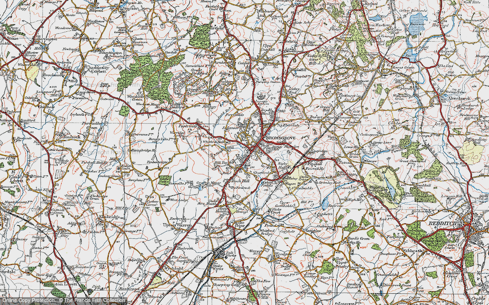 Old Map of Bromsgrove, 1919 in 1919