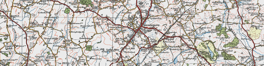 Old map of Bromsgrove in 1919