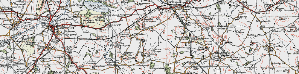 Old map of Bromstead Common in 1921