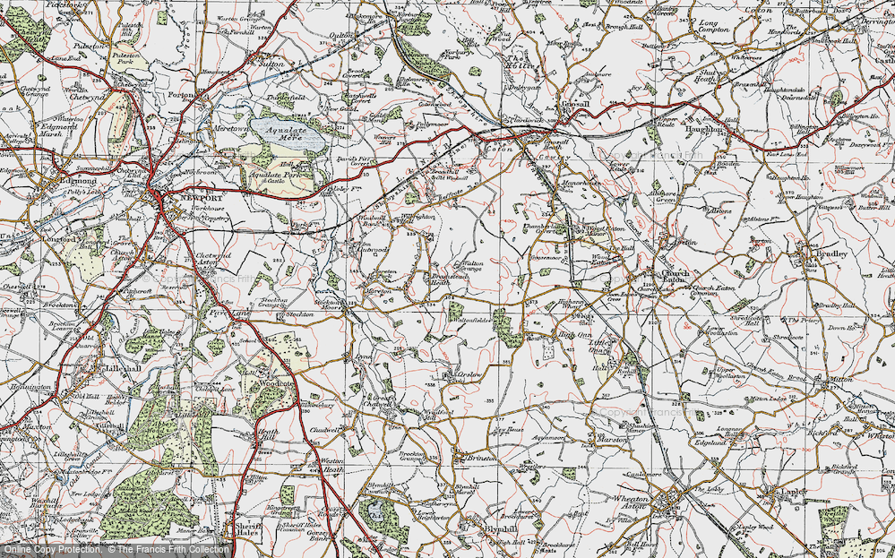 Old Map of Bromstead Heath, 1921 in 1921