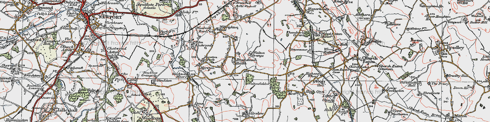 Old map of Bromstead Heath in 1921