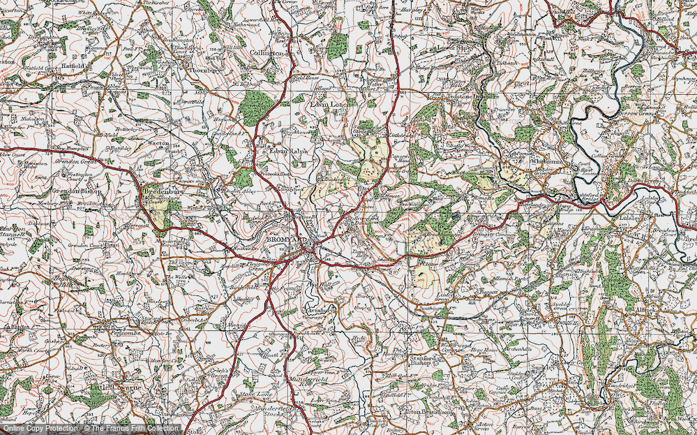Old Map of Bromyard Downs, 1920 in 1920