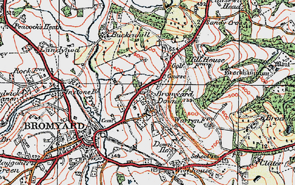 Old map of Bromyard Downs in 1920