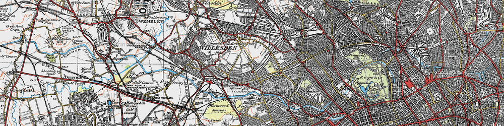 Old map of Brondesbury Park in 1920