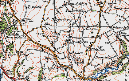 Old map of Bryngwrog in 1923