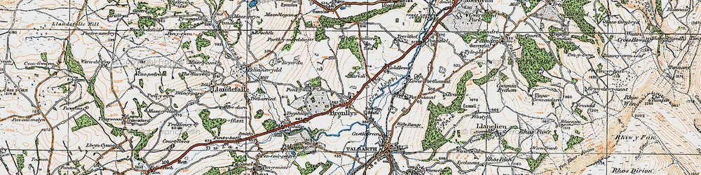 Old map of Bronllys in 1919