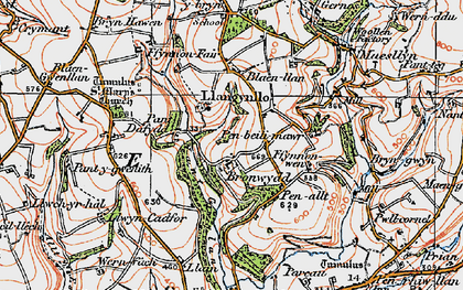 Old map of Bronwydd in 1923