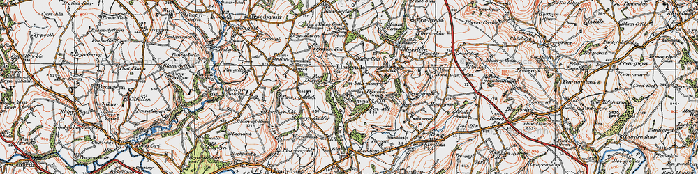 Old map of Blaenllan in 1923