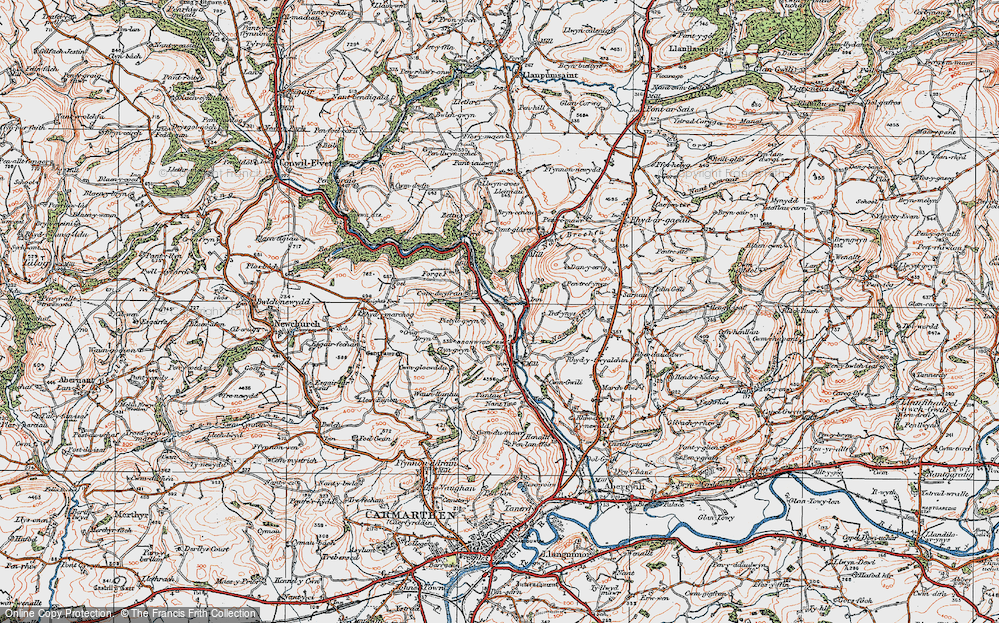 Old Map of Bronwydd, 1923 in 1923